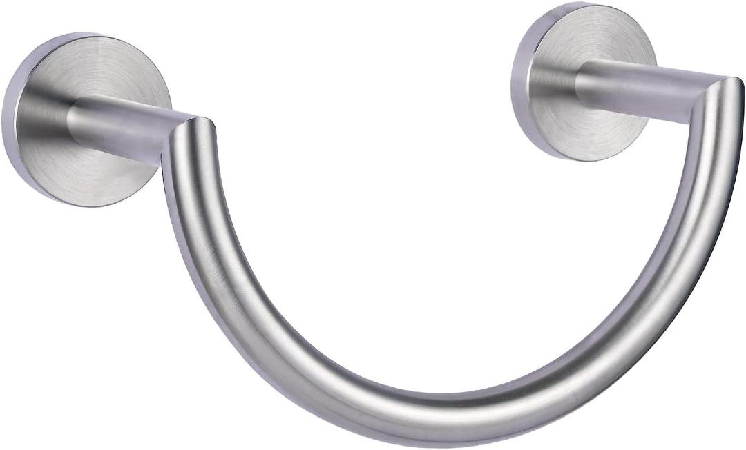 HouseAid Stainless Steel Towel Ring for Bathroom, Hand Towel Holder, Modern Semi-Circular Hand Towel Rack, Wall Mounted, Brushed Nickel
