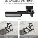 Sineng Expandable Dish Drying Rack,Stainless Steel Foldable Dish Rack with Cutlery Holder,Multifunctional Compact countertop Dish Drainer,Space Saving extendable Big Capacity Dish Holder