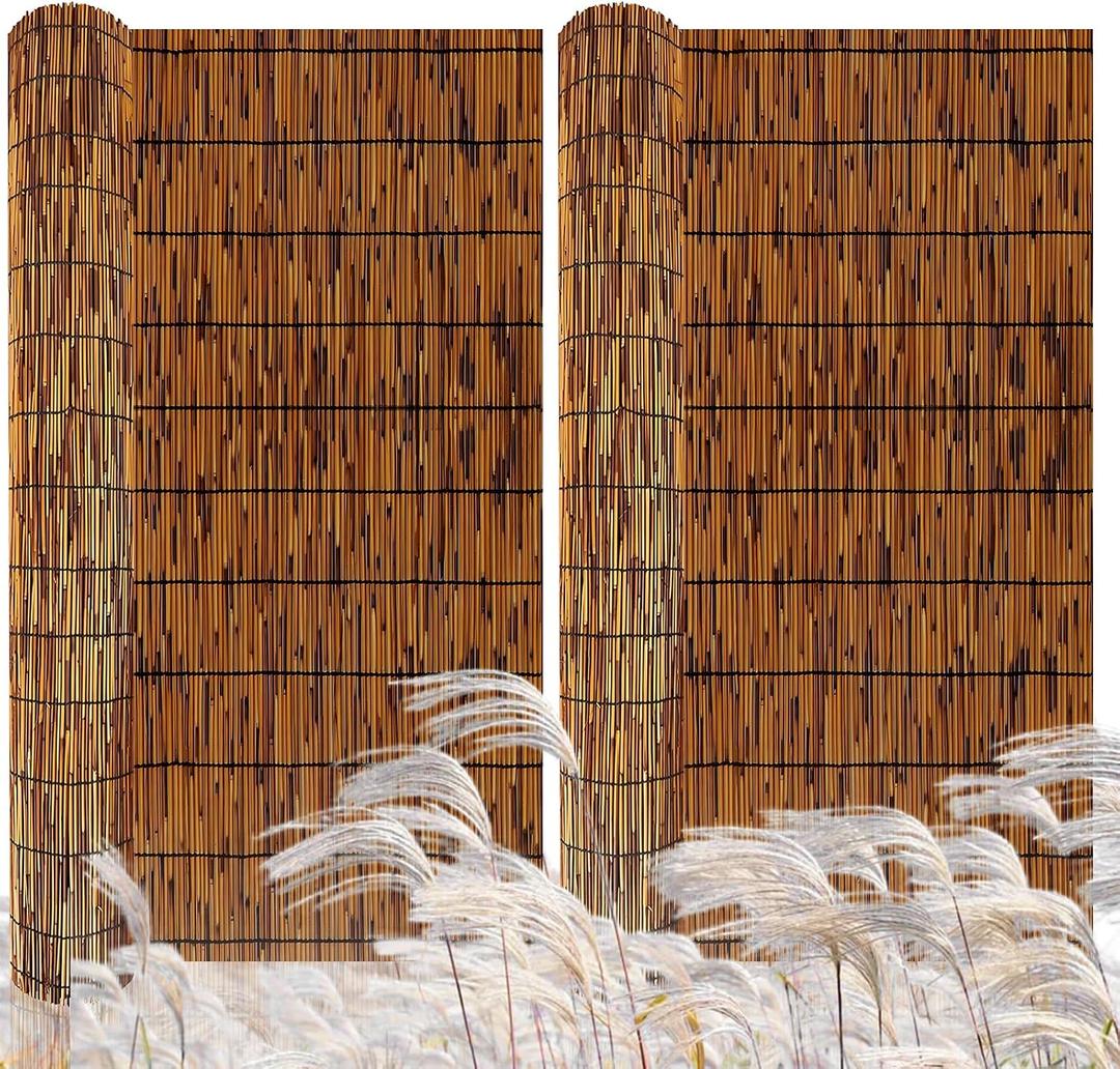 2 Pack Natural Reed Fence,4FT X 13FT Bamboo Fencing Privacy Reed Screening for Outdoor, Gallery, Restaurant, Hotel, Patio (Brown)