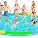 197" Extra Large Splash Pad - Non-Slip Splash Pad for Kids and Dogs Thickened Dog Pool with Sprinkler Outdoor Water Toys Giant Fountain Play Mat for Toddlers Children Adults Pets