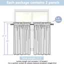 Lecloud Grey Kitchen Curtains 36 Inch Length 2 Pcs, Airy Privacy Light Filtering Short Tiers, Soft Modern Window Drapes for Cafe Bathroom Cabinet RV Camper Basement, Each Panel 30" W x 36" L