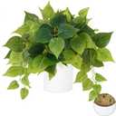 Waipfaru Faux Plants Indoor with Ceramic Pots, Realistic Small Fake Plants, Fake Plants with Pothos, Fake Potted Plants, Artificial Plant for Home Shelf Bathroom Kitchen Office Indoor Outdoor Decor