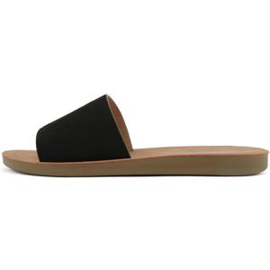 Soda Shoes Efron-S Women Flip Flops Basic Plain Slippers Slip On Sandals Slides Casual Peep Toe Beach (8.5, Black)