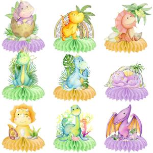 Dinosaur Honeycomb Centerpieces 9Pcs for Table Decorations Dino Baby Shower Decorations Dinosaur Party Favors Supplies Dinosaur Centerpieces for Baby Kids Girls Boys