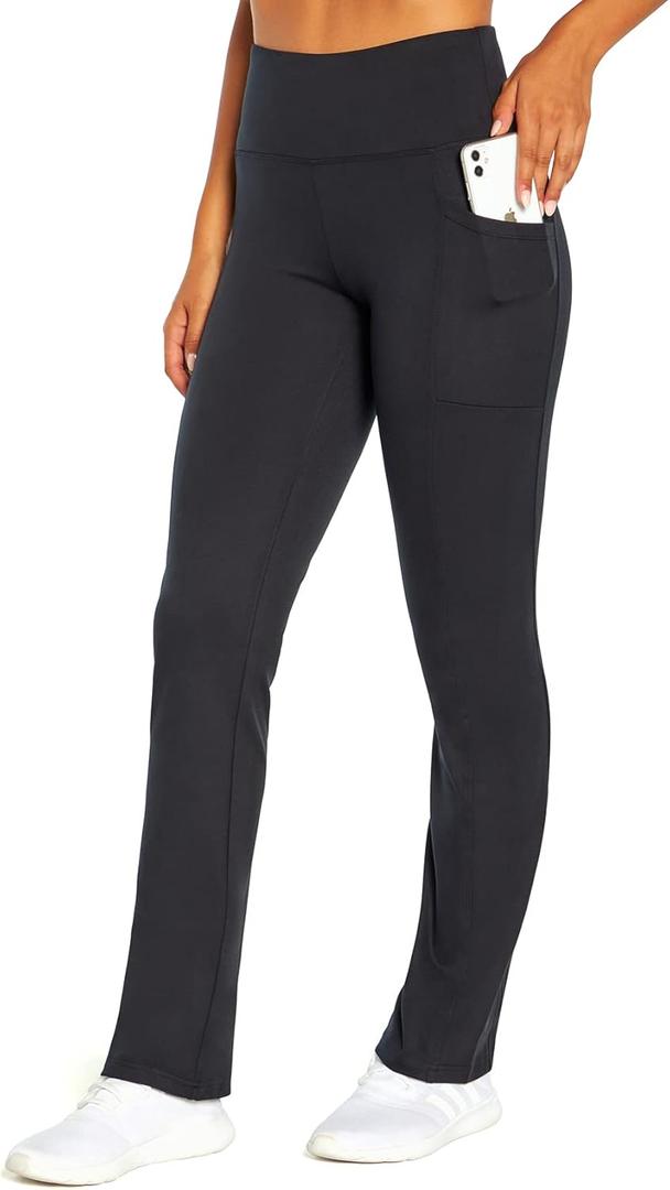 Balance Collection Women's Emilia High Rise Pocket Bootcut Yoga Pant (X-Large, Black)