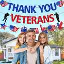 Thank You Veterans Banner Happy Veterans Day Decorations American Patriotic Military Army Soldier Memorial Day Theme Dcor Remember and Honor Veterans Party Supplies