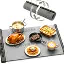 Food Warming Mat for Countertop, 26.4"x15" Large Electric Warming Tray for Buffet & Parties, Silicone Food Warmer Mat, 8 Temp Settings, 8H Timer, Auto Shut-Off, Roll Up Food Heating Mat, Grey