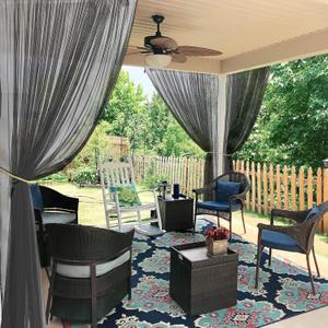 RYB HOME 2 Panels Porch Screen Mesh Outdoor Curtains Lightweight Mosquito Netting for Patio Gazebo Pool Hut Bug Netting Size Adjustable, Black, 118 inches Wide x 120 inches Long