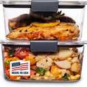Rubbermaid Brilliance BPA-Free Food Storage Containers, Medium Deep, 4.7 Cup, 2-Pack, Airtight & Leak-Proof, Microwave & Dishwasher Safe