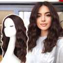 AISI HAIR Beginner Friendly Wigs Brunette Wig for Women Medium Length Wave Curly Glueless Synthetic Heat Resistant Hair Wigs for Daily Party Cosplay (18 Inch)