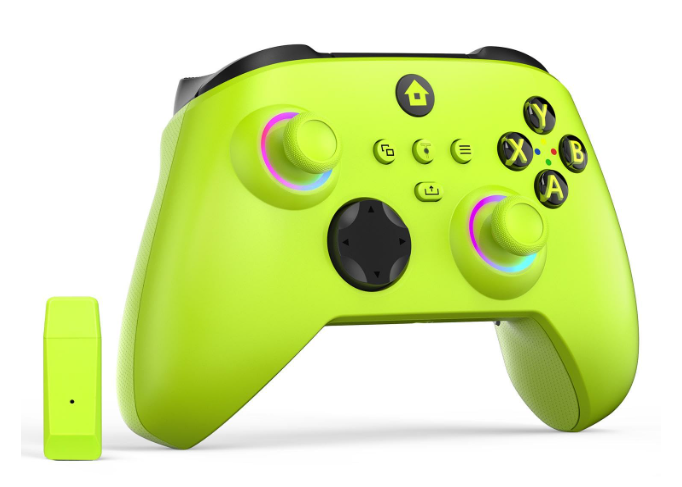 W&O Wireless Controller for With Xbox One, Xbox Series X/S, Xbox One X/S, PC, With RGB LED Light, Mappable Buttons, With 2.4GHZ Wireless Adapter Gamepad (Electric Volt)