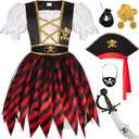 Pirate Costume Girls Kids Halloween Party Dress Up (9-11 Years)