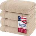 American Veteran Towel, Hand Towels for Bathroom Set of 4, 100% Cotton Turkish Hand Towel Sets, Soft Hand Face Towels, Beige Hand Towels