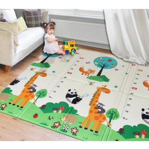 Baby Play Mat-0.6 Inches Thick Soft & Safe XPE Foam Mat Non-Toxic Non-Slip Waterproof for Indoor & Outdoor Use Thick Floor Crawling Mat Foldable & Reversible with Travel Bag (59x70.8x0.6 inches)