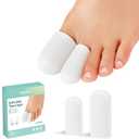 Welnove Gel Toe Cap and Protector - Silicone Toe Covers - Toe Cushions for Pain Relief, Missing or Ingrown Toenails, Corns, Calluses, Blisters (4 Large + 8 Medium, White) 