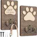 Kathfly 2 Pcs Dog Leash Holder Wall Mount Paw Print Pet Harness Hanger with Hook Dog Collar Organizer for Entryway Memorial Cat Leash Holder for Wall