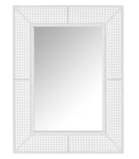 Rectangle White Rattan and Cane Mirror (18x1.25x23.75) 