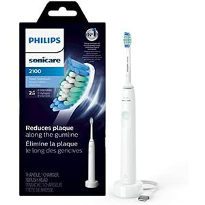 PHILIPS Sonicare 2100 Power Toothbrush, Rechargeable Electric Toothbrush, White Mint, HX3661/04