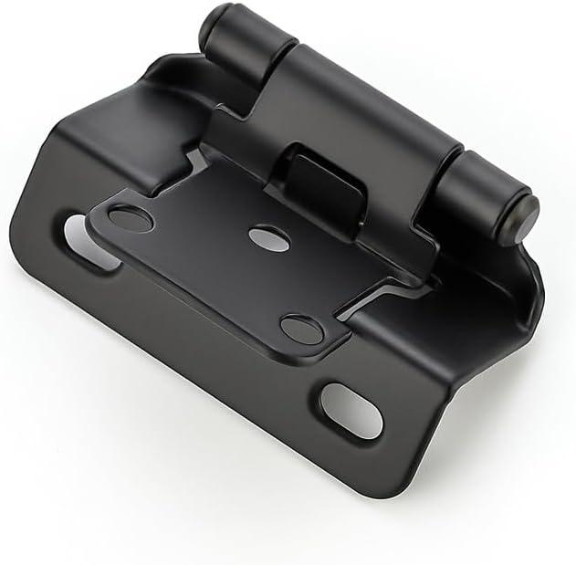 Ravinte 50 Pack 25 Pairs Semi-Overlay 1/2 inch Self-Closing Face Frame Cabinet Hinges Matte Black Half Wrap-Around Kitchen Cabinet Door Hinges Face Mount Cabinet Hardware (Matte Black)