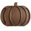 Sliner Fall Pumpkin Wooden Serving Dish Platter Thanksgiving 15" L x 12" W Pumpkin Shaped Charcuterie Board Snack Wood Cutting Board Sectional Dish Plate for Home Gifts(Brown)