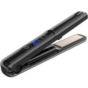 Cordless Hair Straightener and Curler, 2 in 1 Portable Mini Flat Iron & Curling Iron, Fast Heating & Titanium Plate Straightener with 4 Adjustable Temp,Travel Size Preferred Gifts (Black)