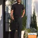 ISEEGZ Men's Linen Pants Casual Trousers 30" Black (Black, M)