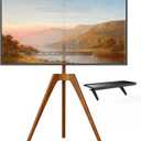PUTORSEN Premium Wood Easel TV Stand, Adjustable TV Tripod Stand for 45-65 Inch LED LCD Screen, with Top TV Shelf and Magnetic Concealed Cable Management, Max Load 88lbs, Walnut