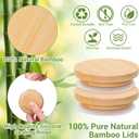 40 Pack Reusable Bamboo Lids with Silicone Rings for Oui Yogurt Jars Yogurt Jar Lids Set, Airtight Wooden Covers for Food Storage (Jars Not Included)