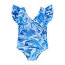 GRNSHTS Toddler Girl Fashion Swimsuit Print Color Block Stripe One-Piece Swimwear Baby Girl Summer Beach Bathing Suits(blue1, 2-3T)