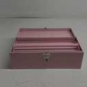 16" Portable Metal Toolbox Large Tool Box 18-Gauge Fishing Tackle Box Tool Box Drawer Organizer With Metal Latch and Handle Pink