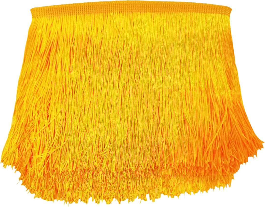 Lauthen.S 10 Yards of 6" Chainette Fringe Trim Tassel Sewing Trim for DIY Craft Latin Dress Lamp Shade Decoration Mustard Yellow