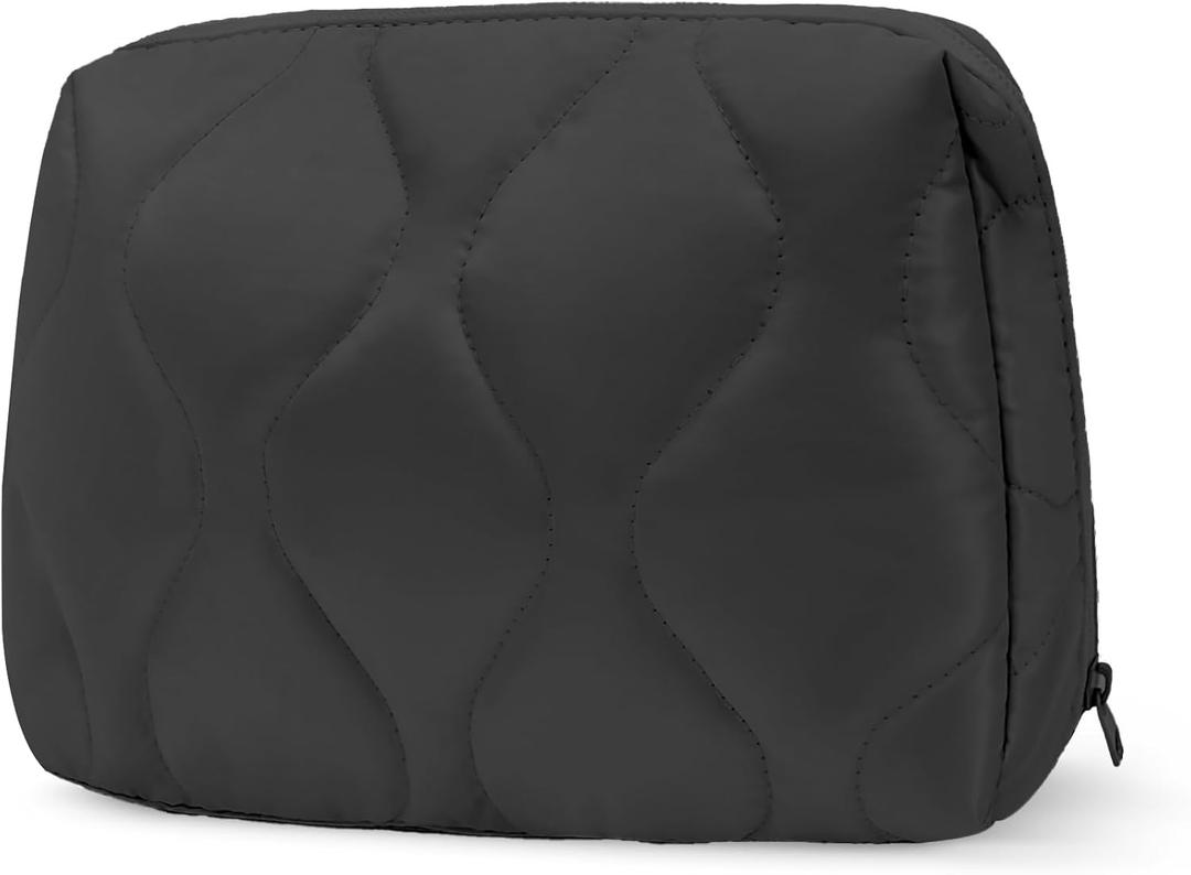 2 x Makeup Bag, Wide-open Cosmetic Bag, Toiletry Bag for Women, Travel Essentials Organizer, Compact Lightweight for Daily Use (Black)