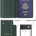 Stouchi Airtag Passport Holder Track Your Passport, RFID Blocking Travel Wallet for Men, Slim All-in-One Organizer for Secure International Travel (Green)