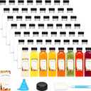 Moretoes 56pcs 16oz Plastic Juice Bottles with Caps, Clear Empty Reusable Containers with Brush Funnel and Labels for Coffee Smoothies Ginger and Other Beverages