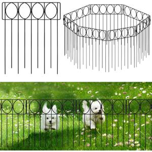 20Pcs Garden Fencing,13in (L) x 17in (H) Garden Fencing Animal Barrier,Rustproof Metal Fence Panels,Decorative Garden Fence and Borders for Dogs, Flower,Patio (Circle, 20 Pack)