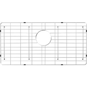 POPFLY 304 Stainless Steel Kitchen Sink Grid Protector, 24-1/4" 13-3/8" Sink Bottom Grate with Rear Drain for Single Bowl Kitchen Sinks, Scratch & Noise Protection, PF602613UWG24