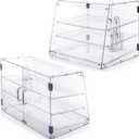 3-Tray Bakery Display Case, Acrylic Clear Display Case Countertop for Bread Pastry Dessert Food Cookie Display, Display Cabinet Box for Baking Enthusiasts - 20.86 x 17.3 x 16.5 inch