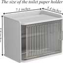 White Wave-Design Pet-Proof Tissue Box Holder - Wall-Mounted, Dual Dispenser Organizer for Kitchen, Office, Outdoors - ABS+HIBS Material, Transparent Lid, Damage-Free Adhesive