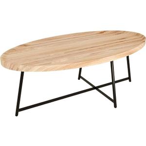 Modern Coffee Table, Oval Wood Coffee Tables Center Table with Metal Leg for Living Room, 47 Inch Living Room Table Accent Furniture (Oval Coffee Table, Nature-2)