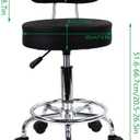 KKTONER PU Leather Rolling Stool Mid-Back with Footrest Height Adjustable Office Computer Home Drafting Swivel Task Chair with Wheels (Black)