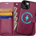 OCASE for iPhone 15 Detachable Wallet Case with Card Holder, [2 in 1] PU Leather Flip Folio Case with RFID Blocking Magnetic Stand Removable Shockproof Phone Cover for iPhone 15 6.1 Inch, Burgundy