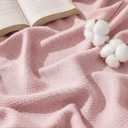 Bedsure GentleSoft 100% Cotton Large Throw Blanket for Couch 50x70 inches - Breathable and Lightweight, Soft Cozy Herringbone Woven Cotton Throw for Summer Spring, Pink Office Chair Blanket