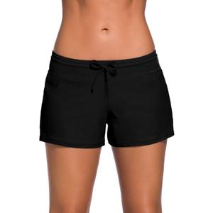 WILLBOND Women Swimsuit Shorts Tankini Swim Briefs Plus Size Bottom Boardshort Summer Swimwear Beach Trunks (Medium, Black)