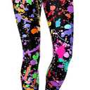 Women's 80s Leggings Neon Artistic Splash Printed Buttery Soft Stretchy Pants L