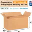 Extra Large Shipping & Moving Boxes 32 x 16 x 16 inches (5-Pack) - Extra Strength 200 lb vs Regular - Corrugated Heavy Duty Moving Boxes - Durable Cardboard Moving Box - Large Box by IDL Packaging | Extra Strength 200 lb vs Regular - Corrugated Heavy Duty Moving Boxes - Durable Large Cardboard Moving Box by IDL Packaging