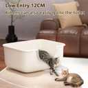 Large Cat Litter Box with High Sides, Open Kitty Litter Boxes Anti-Splashing for Indoor Cat Low Entry Cat Litter Pan for Small and Elderly Cats, Tool-Free Assembly(19.7 * 15.76 * 8.67 White)
