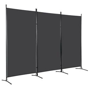 FDW 3-Panel Room Divider Privacy Screen, 6FT Portable Folding Partition with Metal Frame (102" W x 70" H) for Office/Home Use, Grey