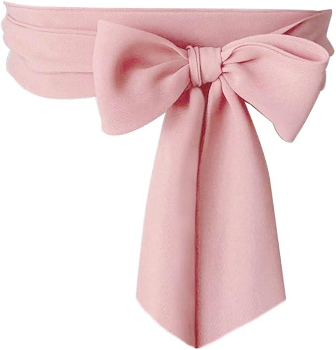 Women Long Chiffon Sash Waist Tie Belt Shirt Belts for Cocktail Party Wedding, Pink