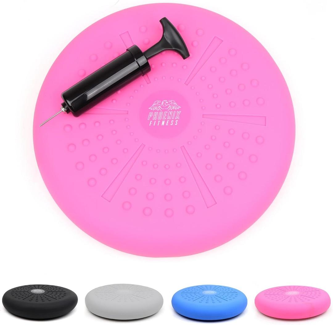 Phoenix Fitness Wobble Cushion - Non-Slip Stability Cushion for Core Strength with Hand Pump - Balance Disc for Adults Physio and Rehab - Sensory Wiggle Seat for Kids