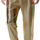 Mens Shiny Silver Metallic Jogger Sweatpants Hip Hop Trousers Night Club Party Festival Prom Streetwear (X-Large, Gold)